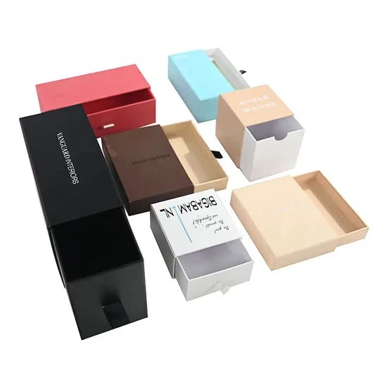 Custom Printing Hard Rigid Cardboard Luxury Sliding Box With Ribbon Rope Gift Sleeve Drawer Box Packaging